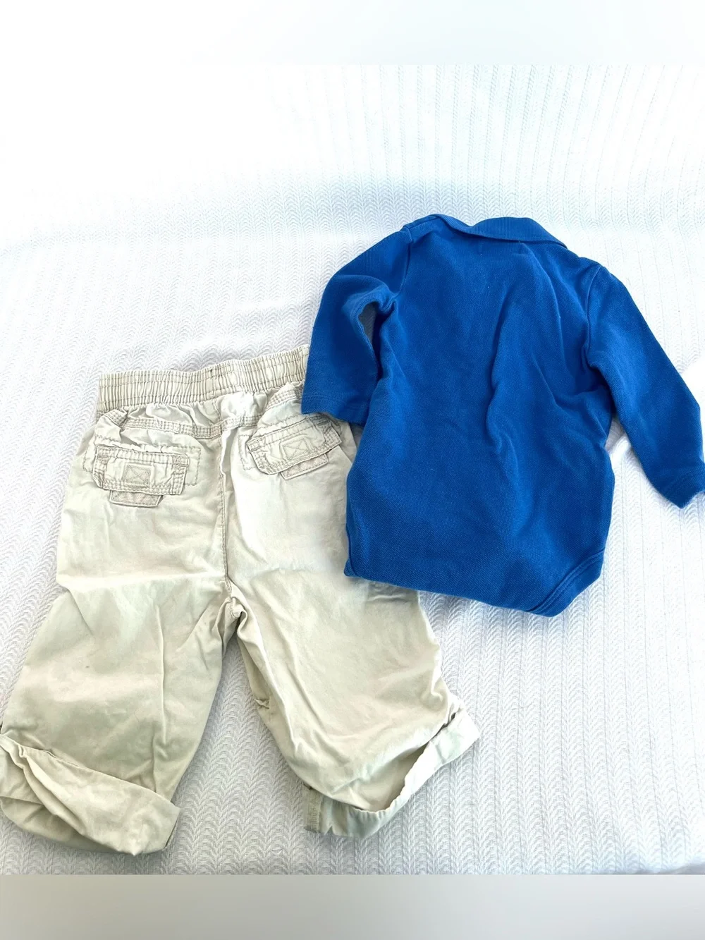 Ralph Lauren Royal Blue Long-Sleeve Polo Bodysuit w Khaki Pants